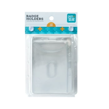 Pen+ Gear Plastic Name Tag Badge ID Card Holders, 3-3/8 x 2-1/4, Clear, 12 Ct