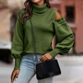 thumbnail image 2 of Lilgiuy Women Casual Solid Long Sleeve Turtle Neck Sweaters Tops,Army Green,8(L) Winter Clothes for 2022, 2 of 5