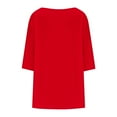 thumbnail image 4 of Fesfesfes Women's Casual Blouses Fashion Flowy Pleated Hem Classic Round-Neck Thress-Quarter Sleeves T-shirt for Daily Summer Outings Wear (Red,L), 4 of 5