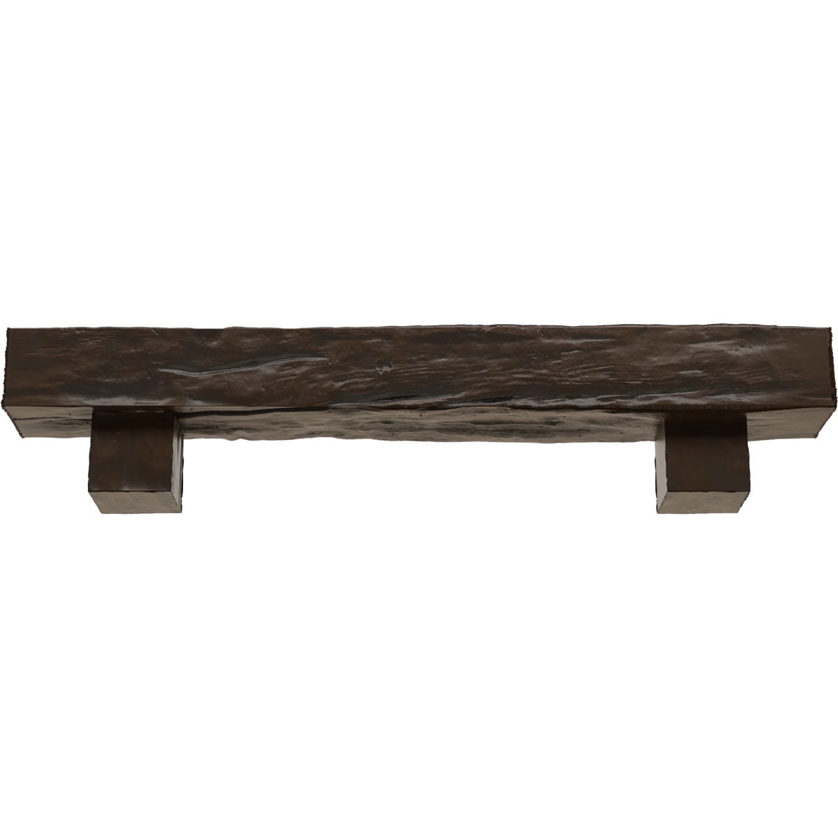 Ekena Millwork 4"H x 4"D x 72"W Riverwood Faux Wood Fireplace Mantel Kit w/ Alamo Corbels, Burnished Mahogany