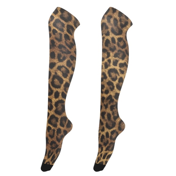 Women's Knee-High Socks Beautiful Leopard Print High-Knee Stocking Suitable for Parties Home and Sports
