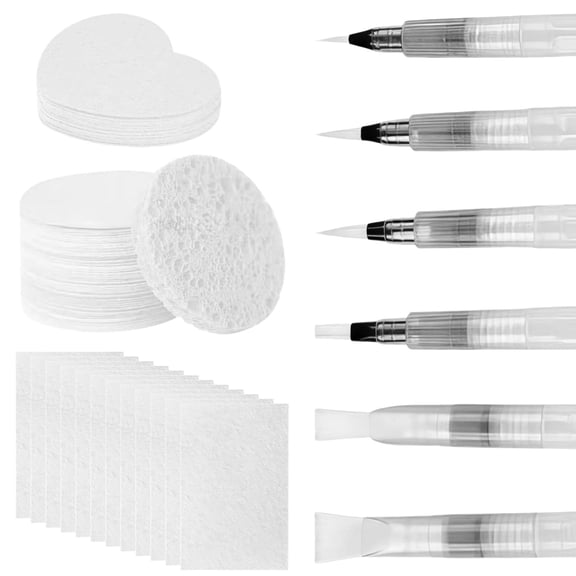 60 Pcs Foam Texture Papers for DIY Art,White 3D Foam Painting Paper Blank Magic Sponge Papers,Includes 6 Water Brushes,Ideal for Creative Painting and Group Crafts