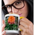 thumbnail image 2 of 3dRose, A peach rose from a Michigan garden, 15oz Two-Tone Yellow Mug, 2 of 7