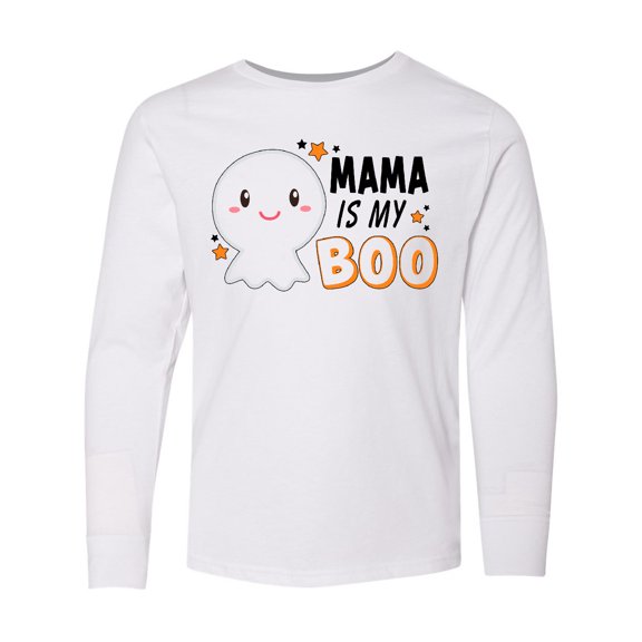Inktastic Mama is my Boo with Cute Ghost Long Sleeve Youth T-Shirt
