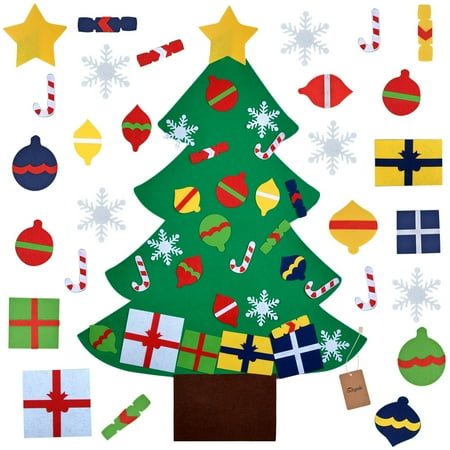 Christmas Home Accessories Wall Decor, Outgeek Christmas Game DIY Felt Christmas Tree Kids Educational Toy with Hanging Rope Party Home Accessories Supplies Decorations Ornaments ()