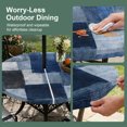 thumbnail image 5 of Round Outdoor Tablecloth with Umbrella Hole and Zipper, Vintage Abstract Tablecloth with Elastic Waterproof, Minimalist Patchwork Pattern Navy Blue Patio Table Covers for 55" - 60" Pool Tables, 5 of 9