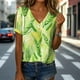 thumbnail image 4 of Blusa Zhyaj de manga corta con cuello en V y estampado floral bohemio para mujer, 4 of 5
