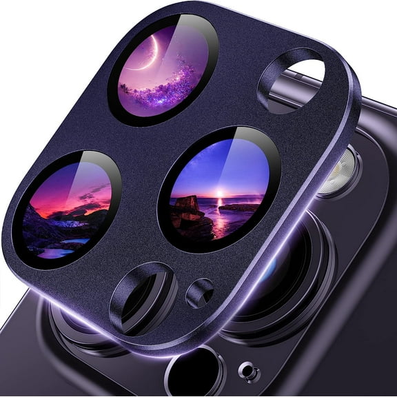 for iPhone 14 Pro/iPhone 14 Pro Max Camera Lens Protector,Matte Alloy [Upgrade Strong Adhesion] [No Affect Picture Quality] Metal Glass Camera Screen Protector Cover Accessories,Deep Purple