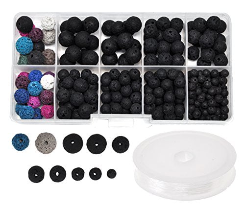 Milisten 600pcs Lava Beads Stone Rock Chakra Beads Round Volcanic Natural Stone Loose Beads for Essential Oil Bracelet Jewelry Making DIY Accessories 8mm 