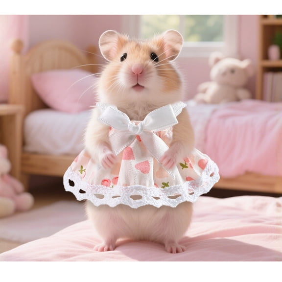 Hamster Clothes Sweet Cherry Pattern Sundress Small Animal Pet Products Cute Pink Stuff Small Pet Supplies 1 Pc