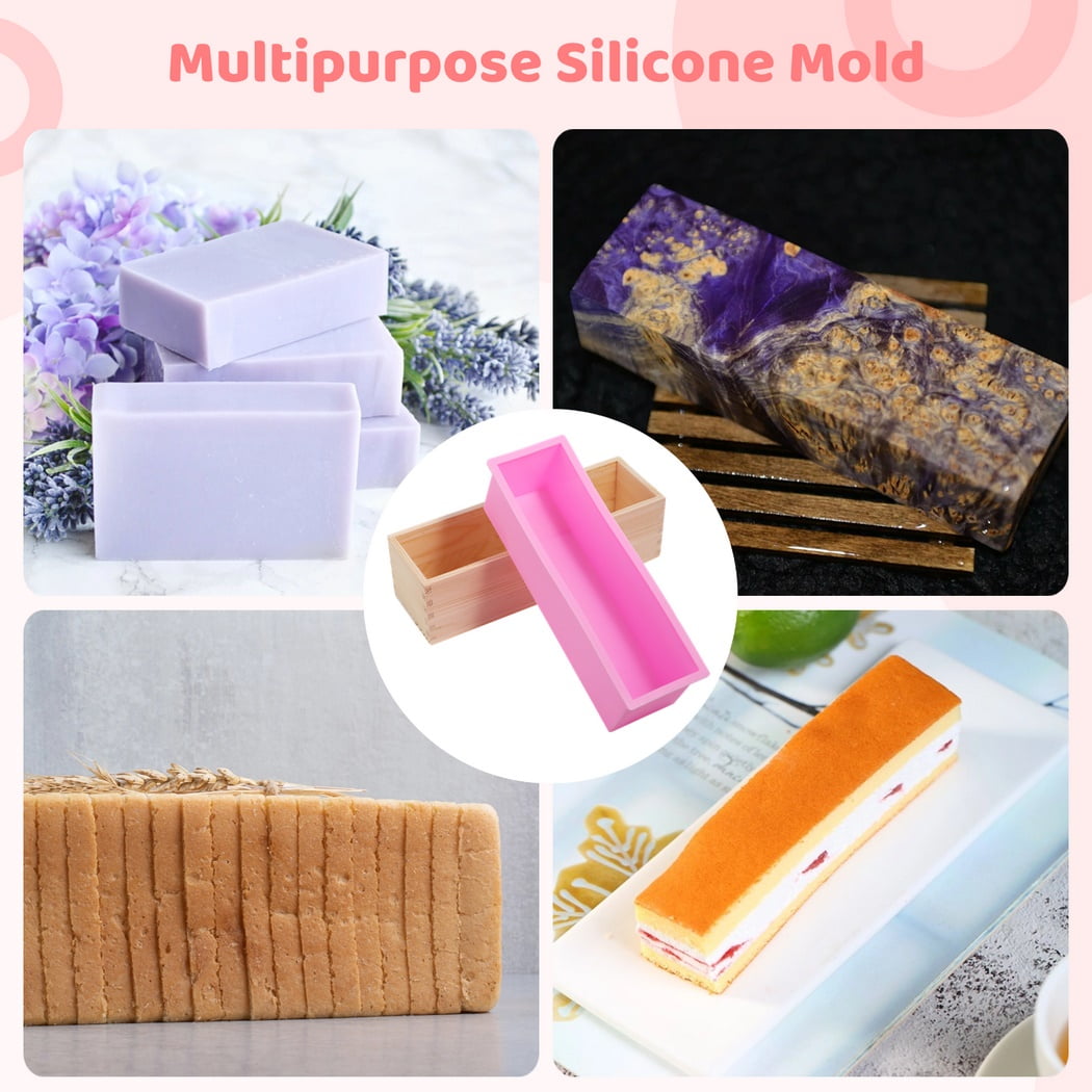 3Pcs 42oz Rectangular Silicone Soap Molds Wooden Box, Flexible Soap Making Mold, Heat Resistant Loaf Mold, Soap Bar Box, Handmade Soap Making Mold DIY Tools