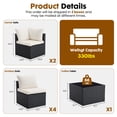 thumbnail image 6 of 7 Pieces Patio Furniture Set, All-Weather Outdoor PE Rattan Sectional Sofa Set with Coffee Table, White & Black, 6 of 10