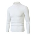 thumbnail image 1 of MIASHUI Chandail Décontracté pour Hommes Mode Ajusté Col Mi-Haut Couche de Base Manches Longues Blanc,G, 1 of 7
