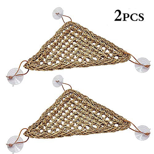 Rectangle Geckos Reptile Hammock ​Lizard Lounger Iguanas Bearded Dragons Bearded Dragon Hammock,100/% Natural Seagrass Fibers for Anoles and Hermit Crabs with 4 Hooks
