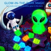 Klever Kits Sensory Bin, Outer Space Themed with Glow-in-The-Dark Alien Figure, Play Sand Toy Gifts for Boys Girls Age 3+