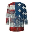 thumbnail image 5 of Lcziwo Womens Patriotic Tshirt Stars and Stripes Print Blouses Three Quarter Sleeve Crew Neck Comfy Tops Casual Dressy Summer 2025 Tees Red,L, 5 of 5