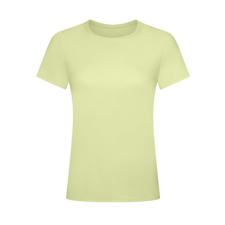 UDIYO Women Sport T-shirt Round Neck Solid Color Breathable, High  Elasticity Yoga Tee Shirt, Summer Outdoor Fitness
