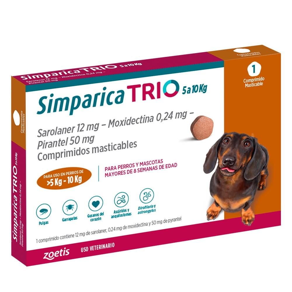 Simparica Trio Antiparasitario X1 Comp Perros 5 - 10 Kg