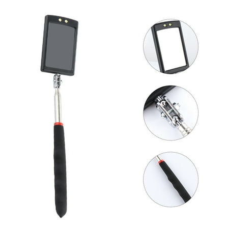 QIFULL 1Pack Black Stainless Steel Inspection Mirror for Car Repair Tools Vehicle Maintenance 17X5CM