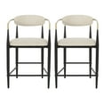 thumbnail image 2 of Noble House Boise Fabric Upholstered Counter Stools, Gold Arm, Black Metal Frame, Modern Design, Beige, Set of 2, 2 of 8