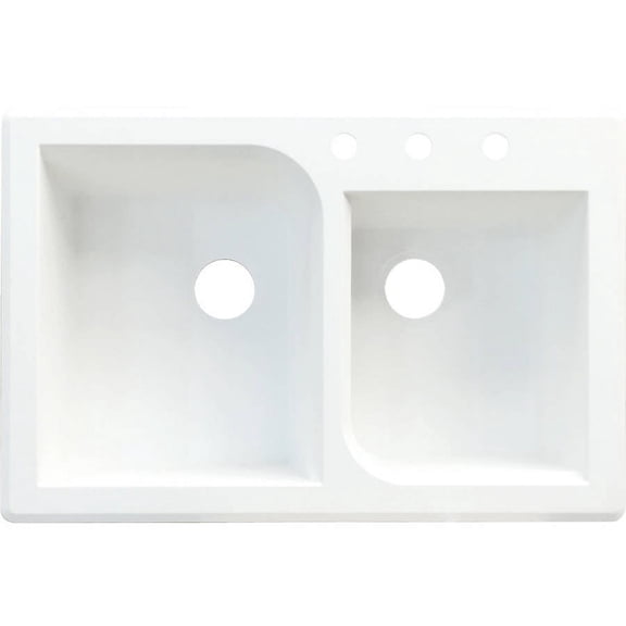 Transolid 33" x 22" Top Mount Radius Granite Kitchen Sink, Available in Various Colors