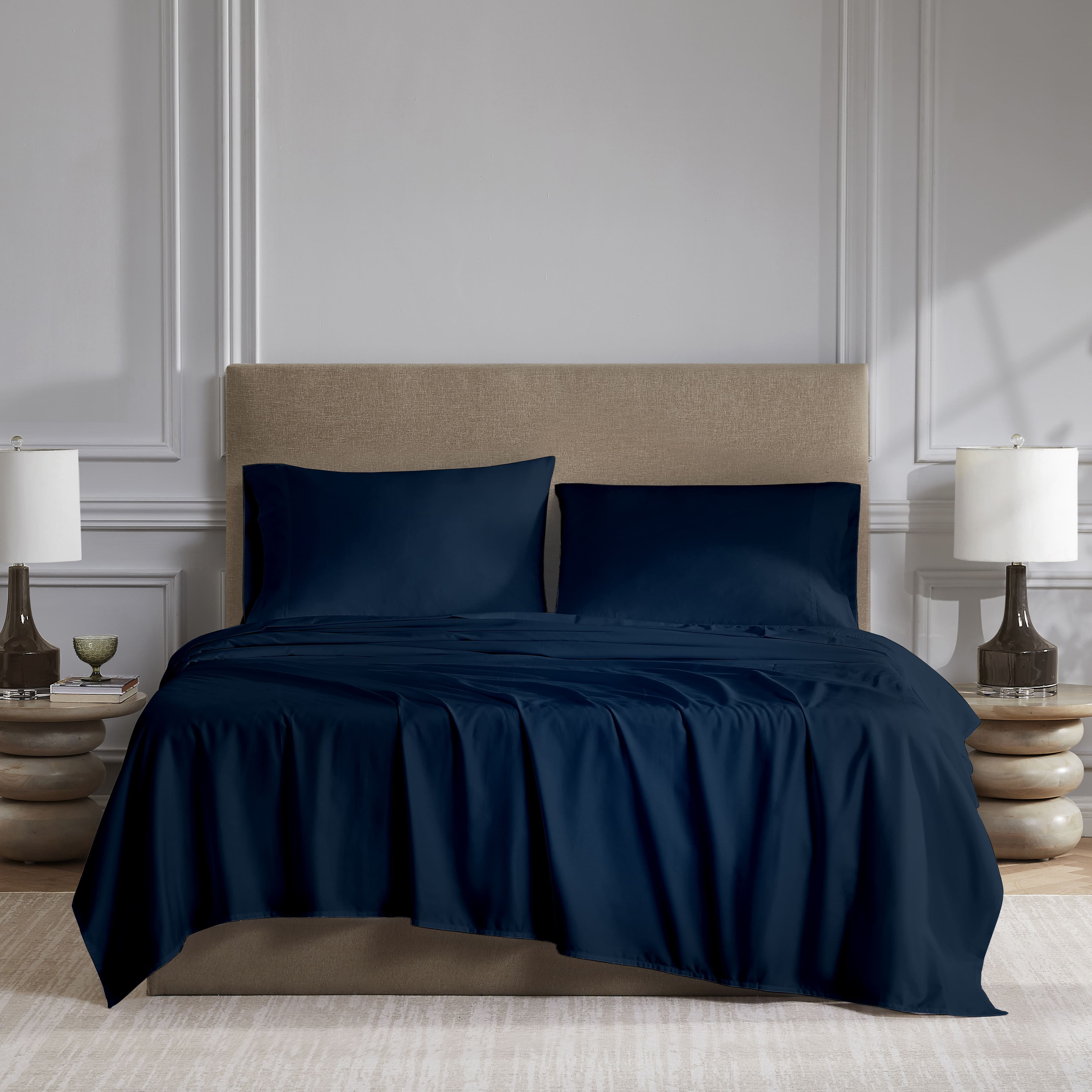hometrends 300 TC Brushed Percale Flat Sheet, Size: Twin - King