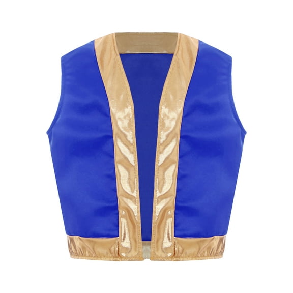 LiiYii Kids Boys Arabian Prince Vest Sleeveless Jacket Waistcoat Performance Party Fancy Dress Up Royal Blue 12