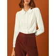 thumbnail image 5 of MODA NOVA Junior's Peter Pan Collar Self Tie Neck Puff  Sleeve Shirt White L, 5 of 5