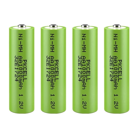 PKCELL AA Rechargeable Batteries, 1000mAh 1.2V NiMH Double A Battery for Garden Solar Light LED, Pack of 4