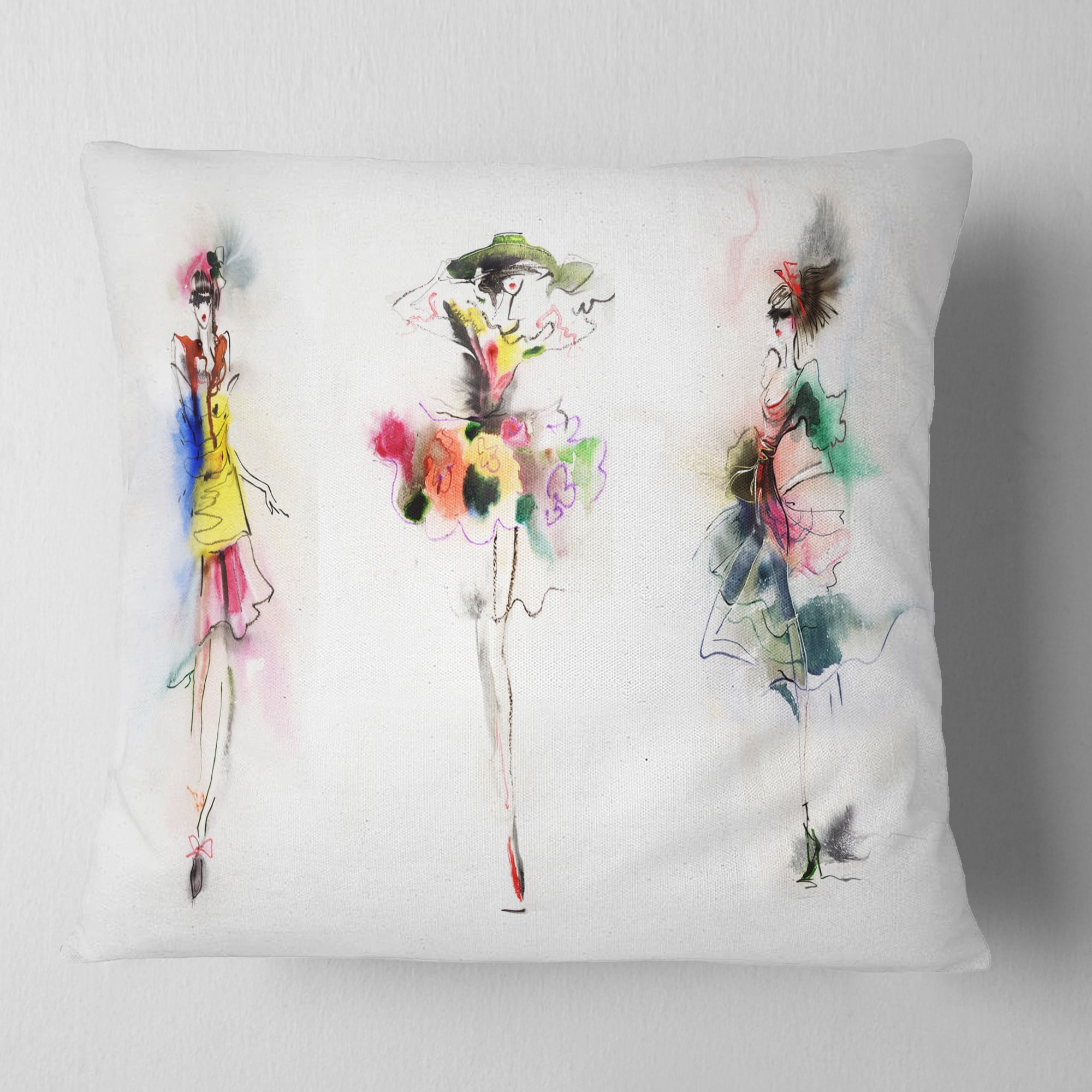 Designart Fashion Girls Posing - Contemporary Throw Pillow - 16x16