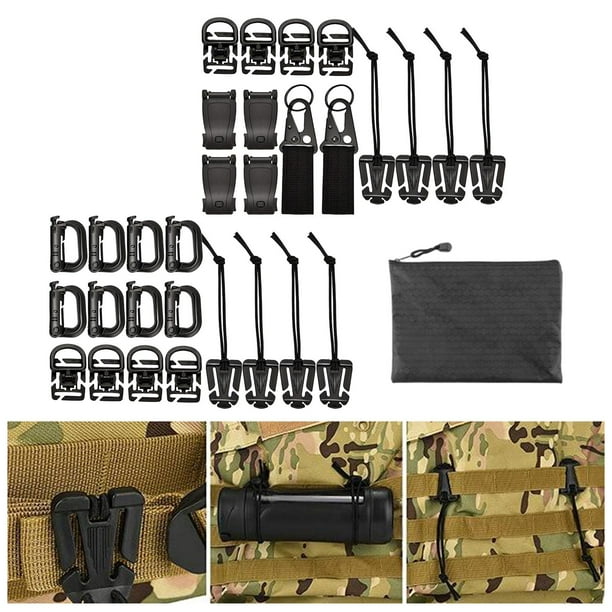 Accesorios tácticos para , hebilla de herramienta de gestión de correa, clip de engranaje de bloqueo, con bolsa de almacenamiento para Cola Adjuntos Molle