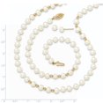 thumbnail image 4 of Real 14kt Yellow Gold 6-7mm White FW Cultured Pearl 18in. Necklace 7.25 Bracelet Earring Set; for Adults and Teens; for Women and Men, 4 of 6