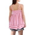 thumbnail image 4 of Tumotour Summer Tank Tops For Women Square Neck Striped Sleeveless Tunic Smocked Spaghetti Strap Camisole Tops Pockets Casual Color Block Ruffle Hem Peplum Tops, 4 of 8