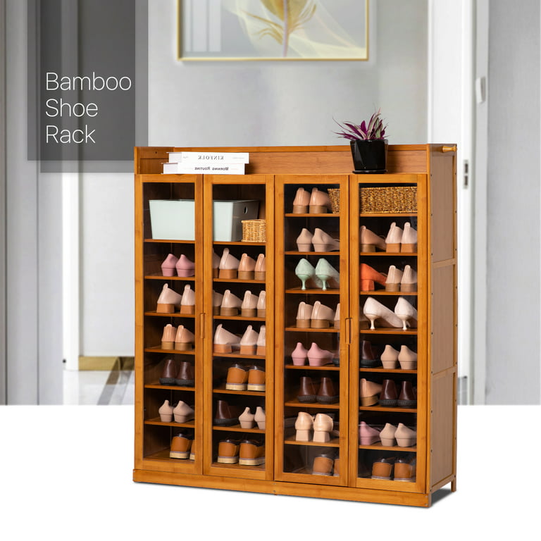 MoNiBloom Bamboo Shoes Cabinet, 9 Tiers 45 Pairs Storage Shoes Rack, Brown,  for Home Entryway 