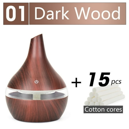 

300ML USB Silent Humidifier Electric Oil Aromatherapy Wood Grain Ultrasonic Air Diffuser with 7 Colors Lights Diffuser for Bedroom Office Car