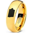 thumbnail image 1 of Tungsten Iowa Hawkeye State Band Ring 7mm Men Women Comfort Fit 18k Yellow Gold Dome Polished, 1 of 4