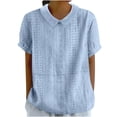thumbnail image 2 of Blue Women's Short Sleeve T-shirt, Women'S Summer Solid Round Neck Breathable Comfortable Loose Casual Short Sleeved Top S, 2 of 9