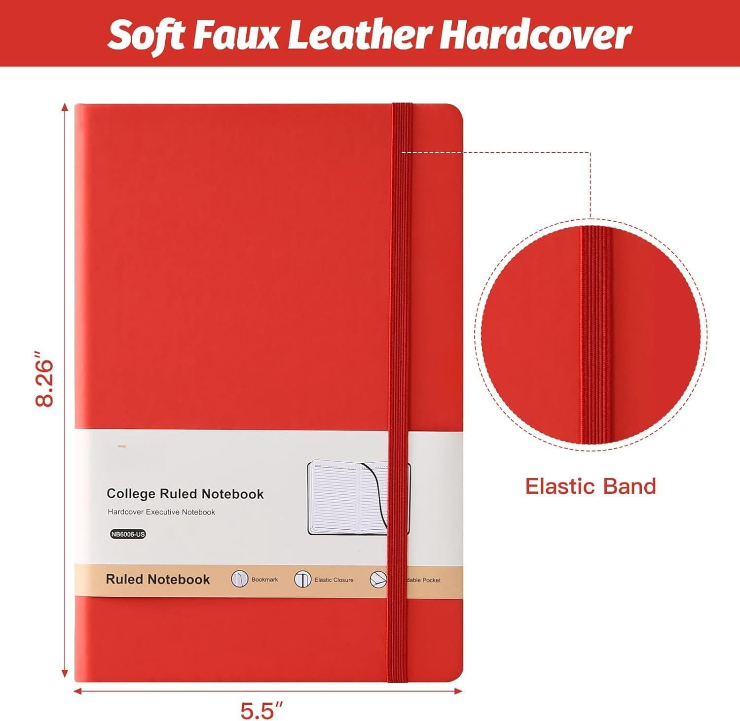 Hardcover-journal-notebooks  6 Packs A5 Lined Journals Notebook For Writing 200 Pages 8.2 X 5.5 Inch 6 Colors Classic Ruled Notebooks Work/travel/college