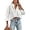 White, variant on Womens Button Down Cropped Shirts Long Sleeve Casual Crop Tops Solid Lapel Blouse Shirt with Chest Pocket