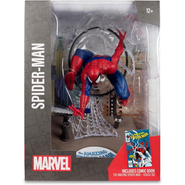 Figura De Colección Spiderman Posada A Escala 1:6 Con Escena Y Cómic, McFarlane