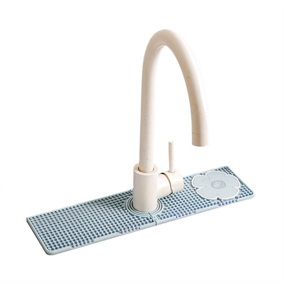 ACDANC 2026 New Faucet Mat,Double-Sided 4 Drain Holessink Faucet Mat Splash Guard,Pvc Faucet Guard & Draining Mat for Kitchen/Bathroom,3.93*14.96 Inch,Blue