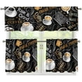 thumbnail image 1 of Coffee Theme Kitchen Curtain Valance and Tiers Set Small Window Treatment Valance Curtain Insulated Drapes with 2 Tiers Curtains for Kitchen Bathroom Living Room, 1 of 5