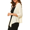 thumbnail image 4 of Allegra K Women's Leisure Open Front Self Tie 3/4 Sleeve Crop Shrug Cardigan, 4 of 6