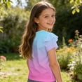 thumbnail image 6 of Dwellite Girls V-Neck Shirts Short Sleeve Cute Summer Tee Shirts Baggy Soft Tops 3-13 Years Sky Blue 120, 6 of 7