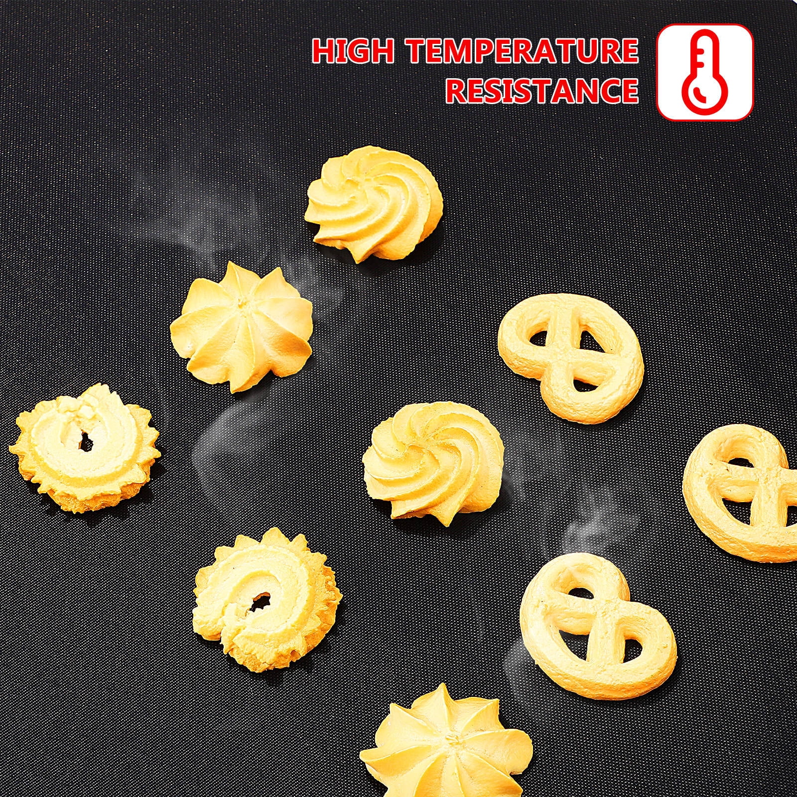 HONITANO 6Pcs Non-Stick Baking Mat for Oven Liners Black Fiberglass 23.58X15.72X0.04in