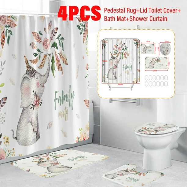 4pcs Set New Fashion Elephant Pattern Shower Curtain Queen Colorful Oil Painting Decor Bathroom Waterproof Mildew Proof 12 Pack C Shaped Hooks Com 4pcs Set New Fashion Elephant Pattern, Paisley Shower Curtain Reddit