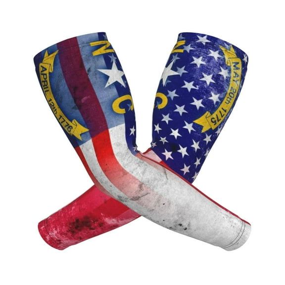 North Carolina Flag Painted Arm Sleeves For Men And Women Compression Sun Protection Tattoo Cover Up Baseball Basketball Running