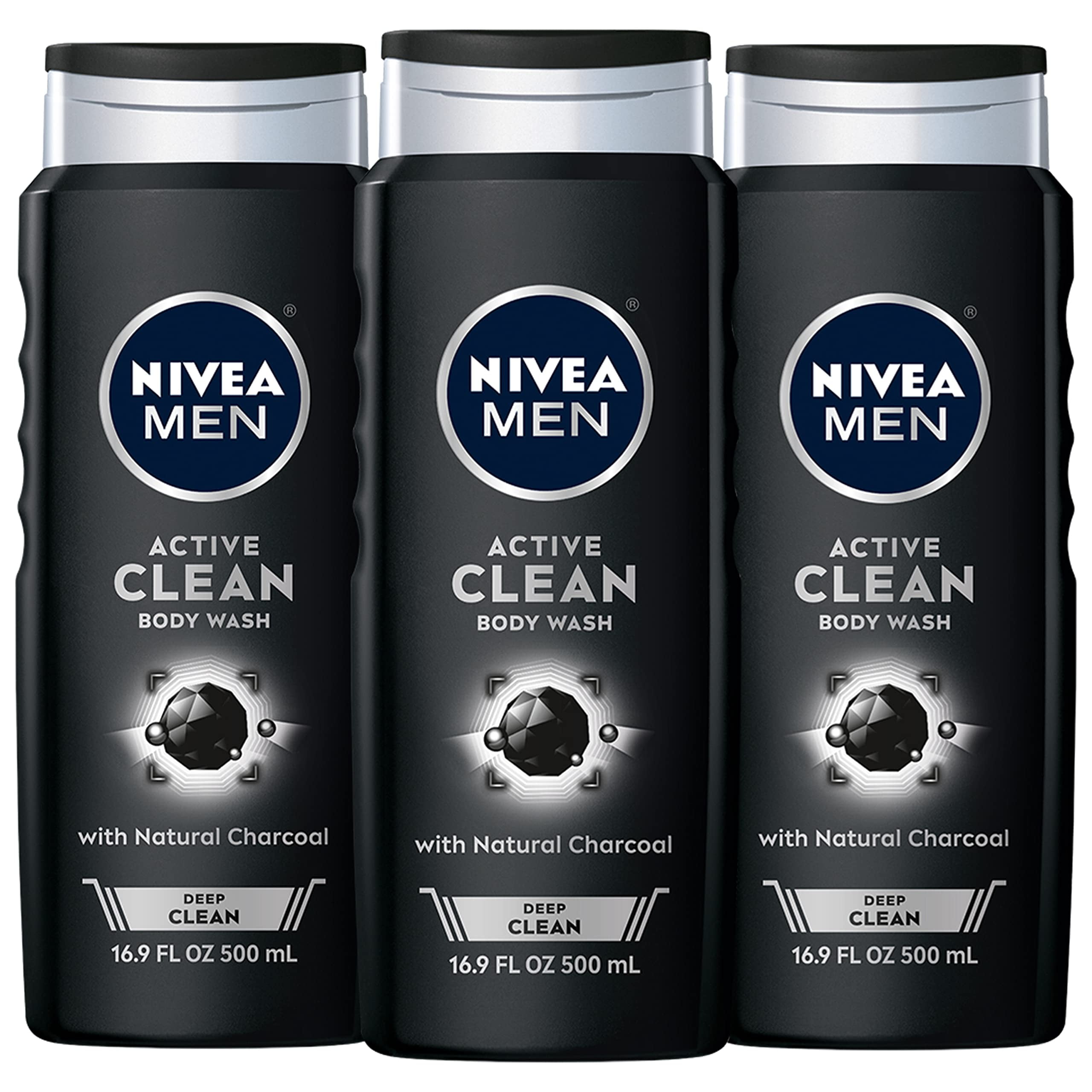 NIVEA MEN Active Clean 3-in-1 Men's Body Wash with Charcoal NIVEA MEN Active Clean 3-in-1 Men's Body Wash with Charcoal