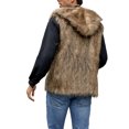 thumbnail image 4 of Men's Luxury Faux Fur Hooded Vest Winter Warm Open Front Sleeveless Cardigan Fuzzy Outerwear Jacket Camel Size XXXL, 4 of 4