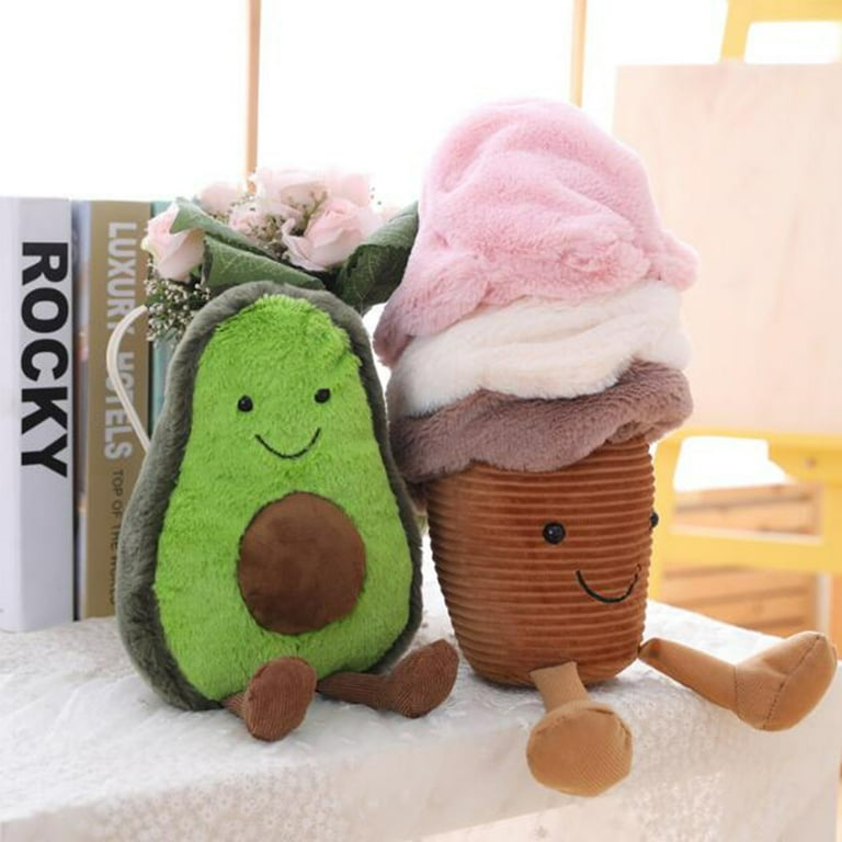 Autrucker Avocado Plush Toy Cute Fun Green Avocado Stuffed Pillow For Kids Toy Or Home Decorations 11.8 Inches